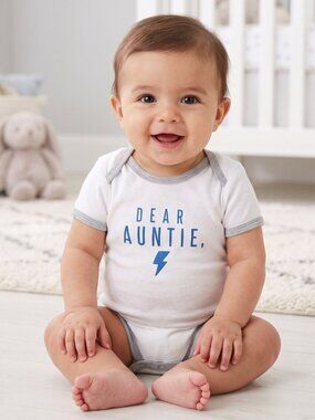 NWT | Carter's "Dear Auntie, You Rock!" Graphic Baby Onesie | Blue | 3M
